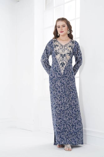 جلابية كشميري لون بترولي موديل SQ5-165