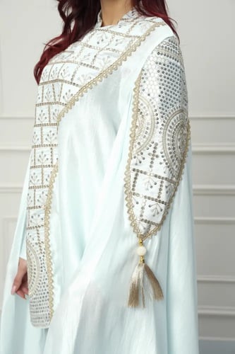 طقم بنطلون استايل تركي لون سماوي موديل CH6-3167A