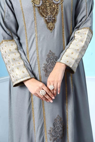 جلابية استايل بحريني لون رصاصي موديل WS5-120