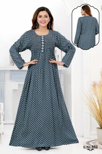 جلابية نسائية قطن لون رمادي موديل RB-18