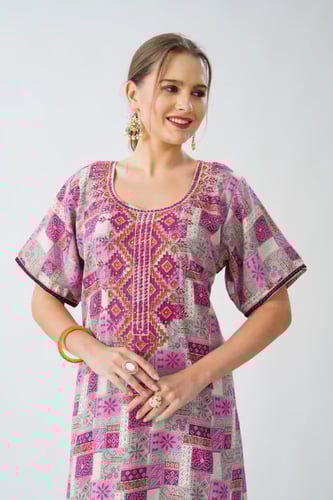 جلابية كشميري صدرية اردني لون فوشي موديل SQ6-188