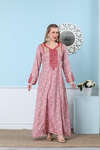 جلابية استايل امارتي لون فوشي موديل DB5-88