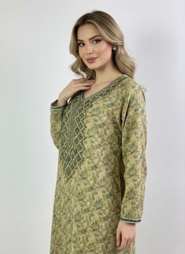 جلابية كشميري صدرية اردني لون كموني موديل SQ6-169