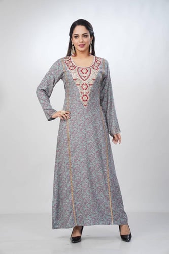 جلابية جامبو مخور كشميري لون بترولي موديل SV5-78