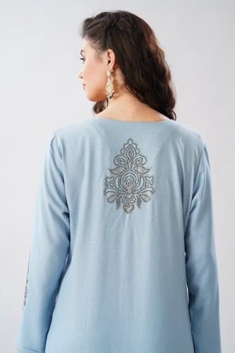 جلابية استقبال لون سماوي موديل WS6-134