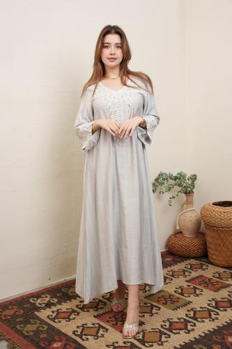 جلابية استايل كويتي لون رصاصي موديل MS5-524