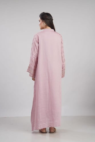 جلابية استايل كويتي لون بينك موديل KK6-90