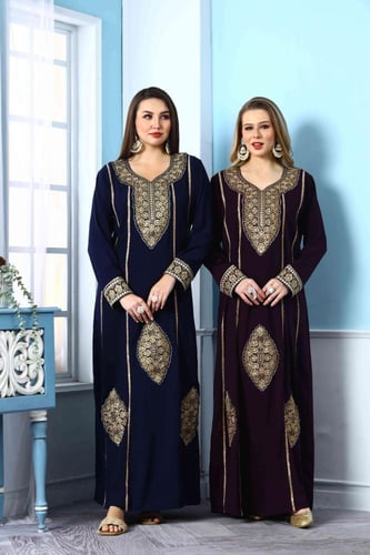 جلابية اماراتي لون موف بصدرية من القصب والحرير مود...