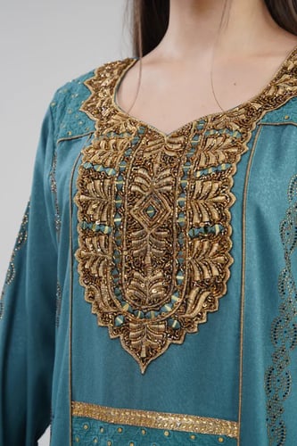 جلابية استقبال لون بترولي موديل WS6-142