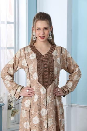 جلابية استايل بحريني لون بني موديل DB5-86