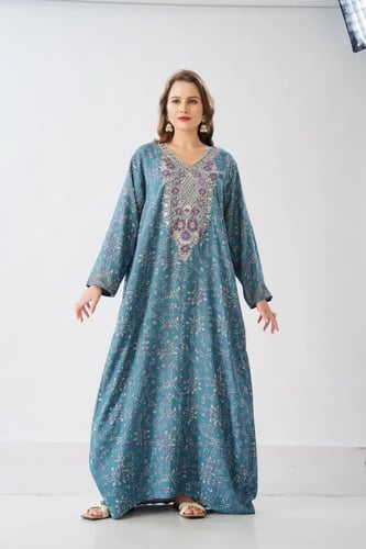 جلابية استايل مخور اماراتي لون بترولي موديل SX6-10...