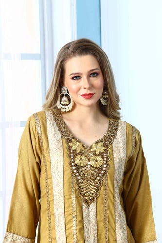 جلابية استقبال استايل بحريني لون كموني موديل WS5-1...