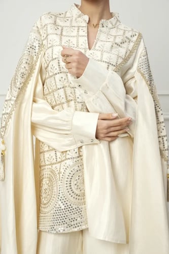 طقم بنطلون استايل تركي لون كريمي موديل CH6-3167A