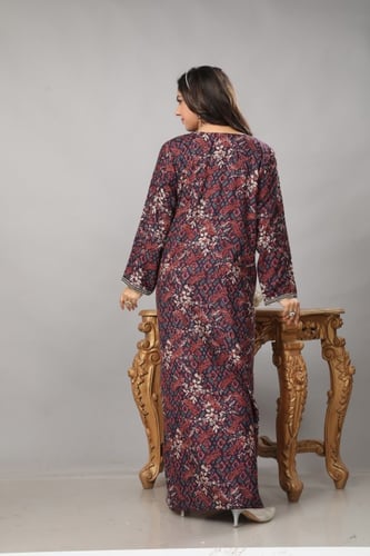 مخور اماراتي لون عنابي من الفيسكوز والقطن موديل SX...