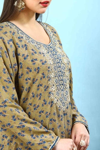 جلابية كشميري لون كموني موديل SQ5-136