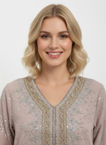 جلابية استايل كويتي لون وردي موديل CH6-34