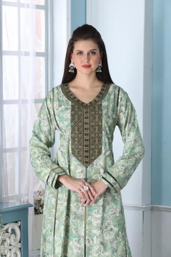 جلابية استايل بحريني لون تفاحي موديل DB5-84