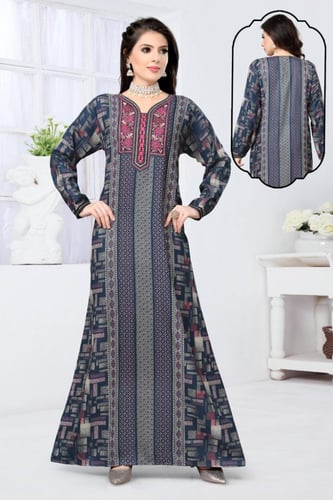 جلابية قطن سنتر لون بترولي فاتح موديل SQ4-42