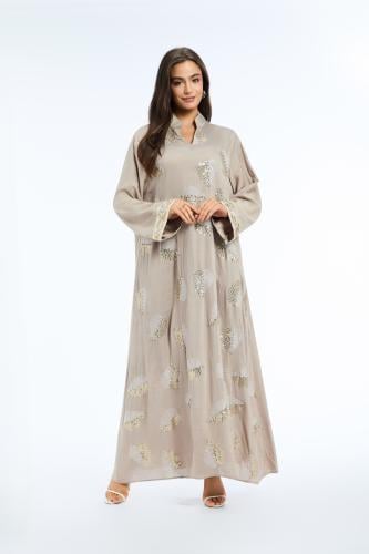 جلابية كويتي لون بني فاتح موديل CH5-3