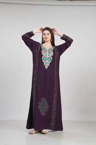 جلابية استايل بحريني لون بنفسجي موديل DB6-154