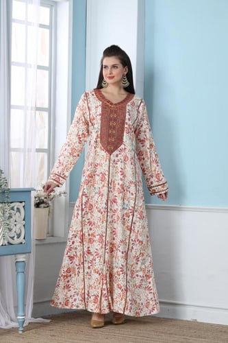 جلابية استايل بحريني لون اورنج موديل DB5-85