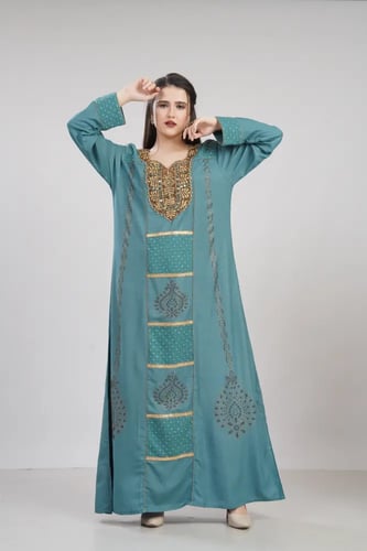 جلابية استقبال لون بترولي موديل WS6-142