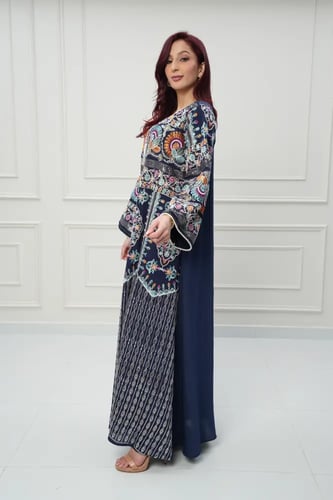 جلابية كويتي لون كحلي موديل CH6-56