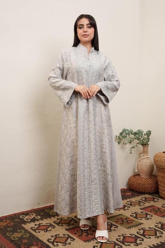 جلابية استايل كويتي لون رصاصي موديل 2A5-2495