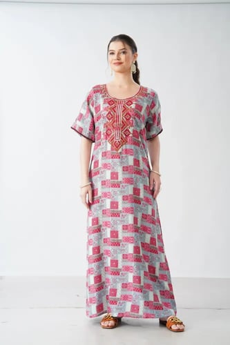 جلابية كشميري صدرية اردني لون احمر موديل SQ6-188