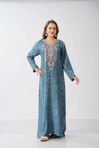 جلابية استايل مخور اماراتي لون بترولي موديل SX6-10...