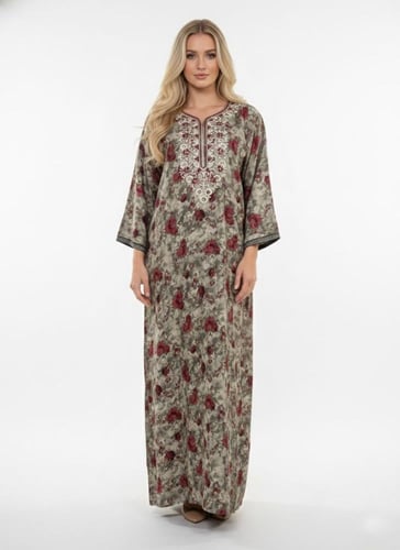 جلابية كشميري صدرية معين لون زيتي فاتح موديل SQ6-1...