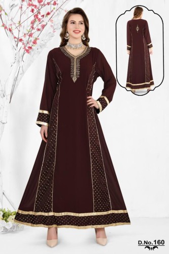 جلابية سهرة شيفون لون نبيتي مطرزة ذهبي موديل kk-03...