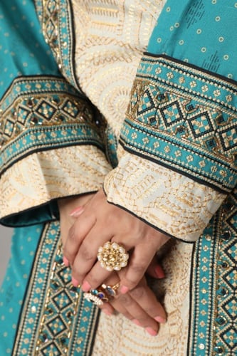 جلابية استقبال اردنية لون فيروزي موديل WS4-100