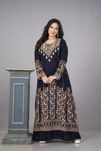 جلابية ستايل اردني لون كحلي موديل DB4-22