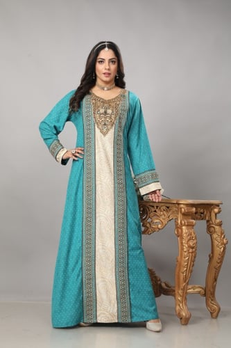 جلابية استقبال اردنية لون فيروزي موديل WS4-100