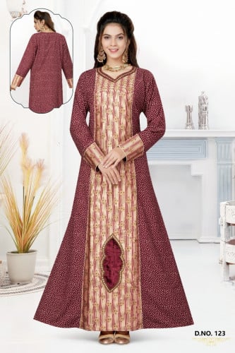 جلابية استقبال مخمل لون عودي موديل WS-21