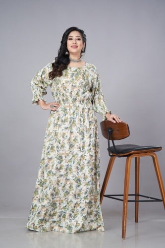 جلابية كويتية زم لون ابيض منقوشه موديل KK4-055A