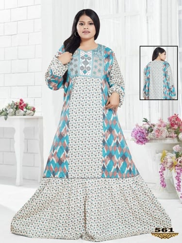 جلابية قماش منقط صدرية ملونه موديل KB-12