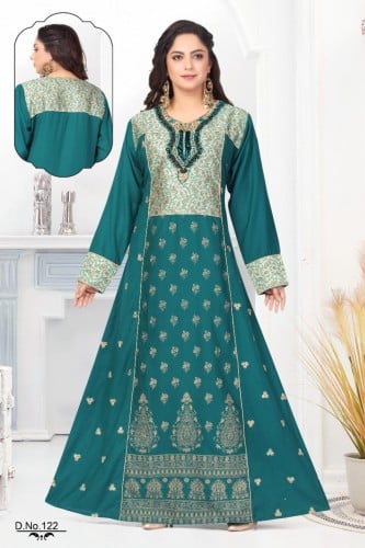 جلابية استقبال راقية لون فيروزي موديل WS-29