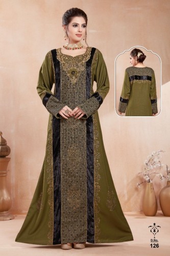 جلابية استقبال برنت لون زيتي مع اسود موديل WS-19