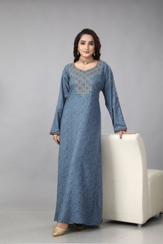 جلابية قطن بنقشة لون رمادي موديل SQ4-65