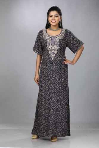 جلابية قطن صدرية لون موفي غامق موديل SQ4-69