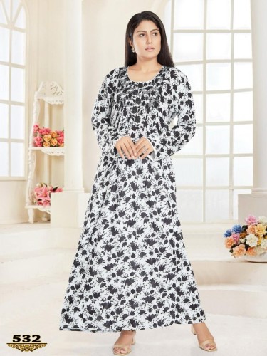 جلابية قطن ناعمه منقوشة لون ابيض مشجر و اسود موديل...