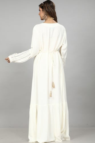 جلابية استقبال فسكوز وبوليستر لون ابيض موديل RB-28