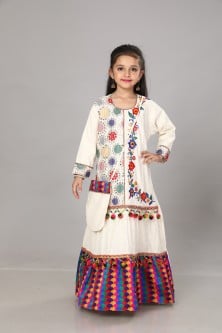 جلابية قرقيعان بناتي بتشجير نيلي وعودي BB-04