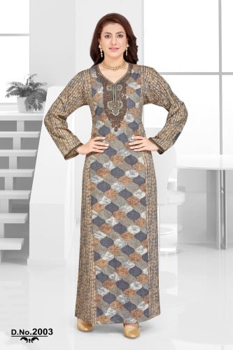 جلابية قطن للبيت لون بني موديل SQ4-121