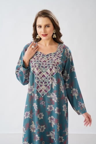 جلابية استايل مخور اماراتي لون بترولي موديل SX6-10...