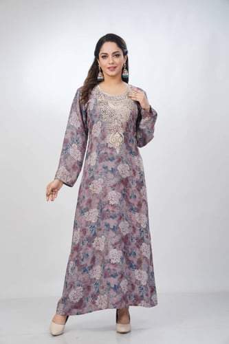 جلابية جامبو مخور كشميري لون بني موديل SV5-79