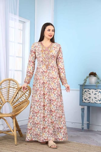 جلابية مخور اماراتي لون اورنج موديل DB5-68