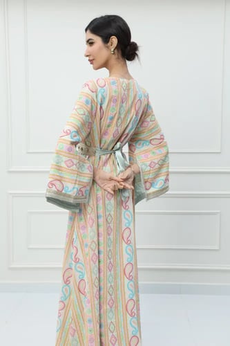 قفطان مغربي لون تيفاني فاتح موديل CH6-81